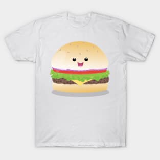 Cute happy kawaii hamburger cartoon T-Shirt